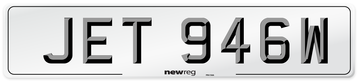 JET 946W Number Plate from New Reg